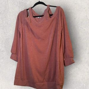 Rae Mode Coral/Salmon Cold Shoulder 3/4 Sleeve Sweater Womens Size 3XL